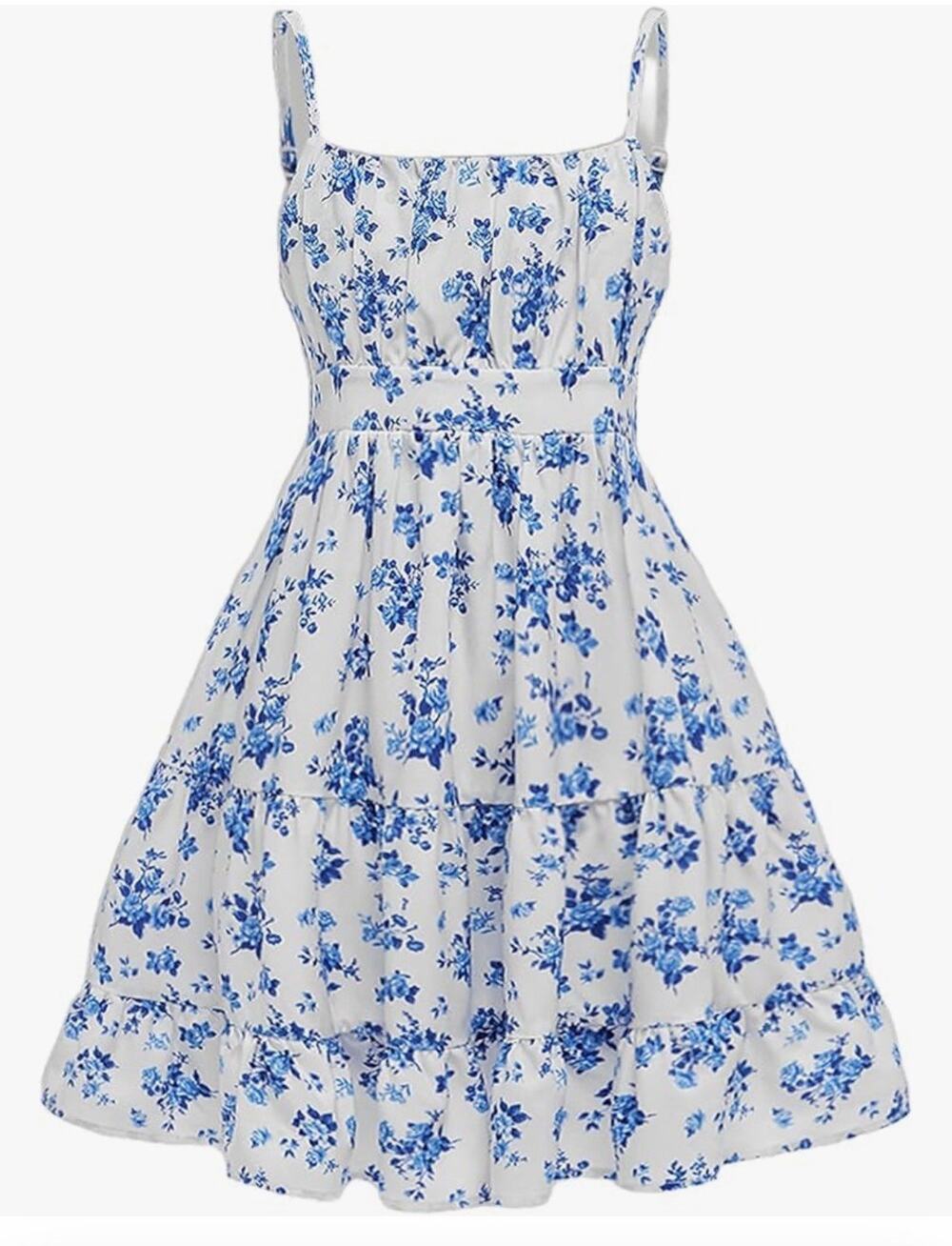 NWT Floerns Girl's Floral Print Sleeveless Ruffle Hem Cami Short Dress Sz 10